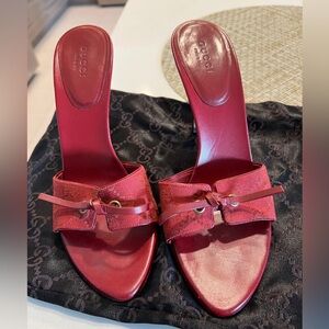 Red Gucci mules